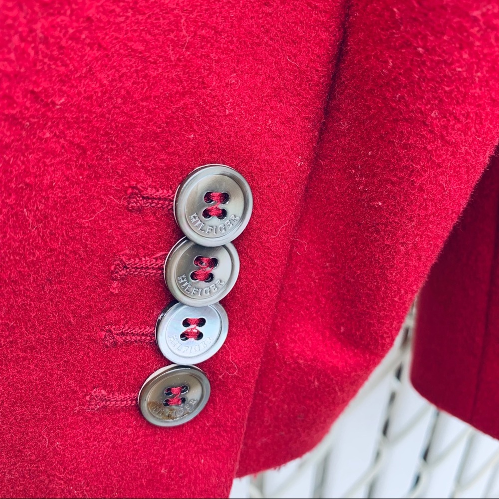H HILFIGER RED WOOL/CASHMERE BLEND BLAZER SZ 8 - Picture 3 of 7